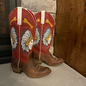 Macie Bean Red and Brown Cowboy Boots